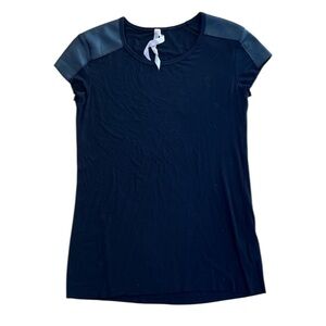 Bailey 44 Black Faux Leather Jersey Tee, Size Medium